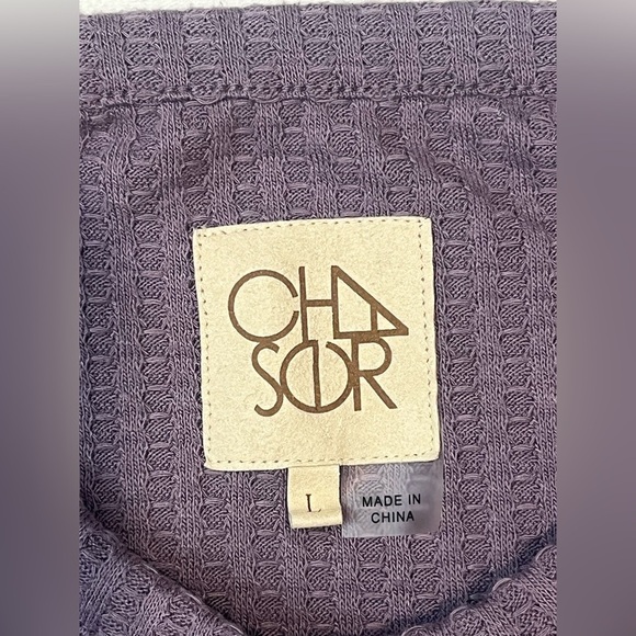 Chaser Thermal Waffle Knit Purple Women's Top Long Sleeve Shirt Size Large - Picture 9 of 14